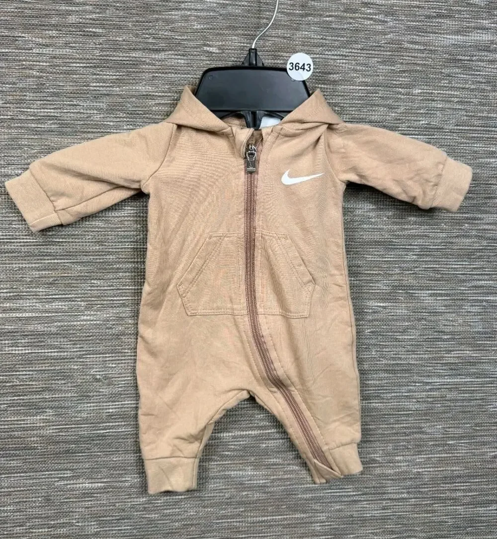 Nike Hoodie One Piece Newborn Full Zip Brown Logo